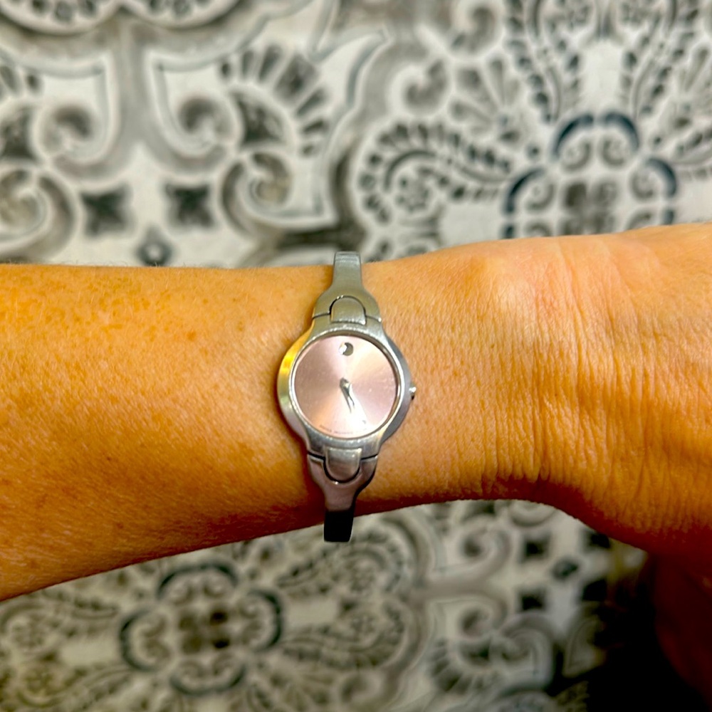 Beautiful silver Mavado women’s watch with a pink face